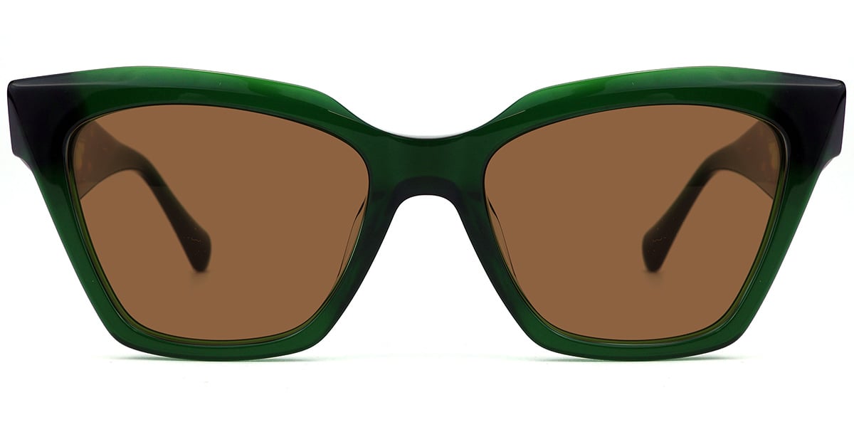 Acetate Square Sunglasses green+amber_polarized