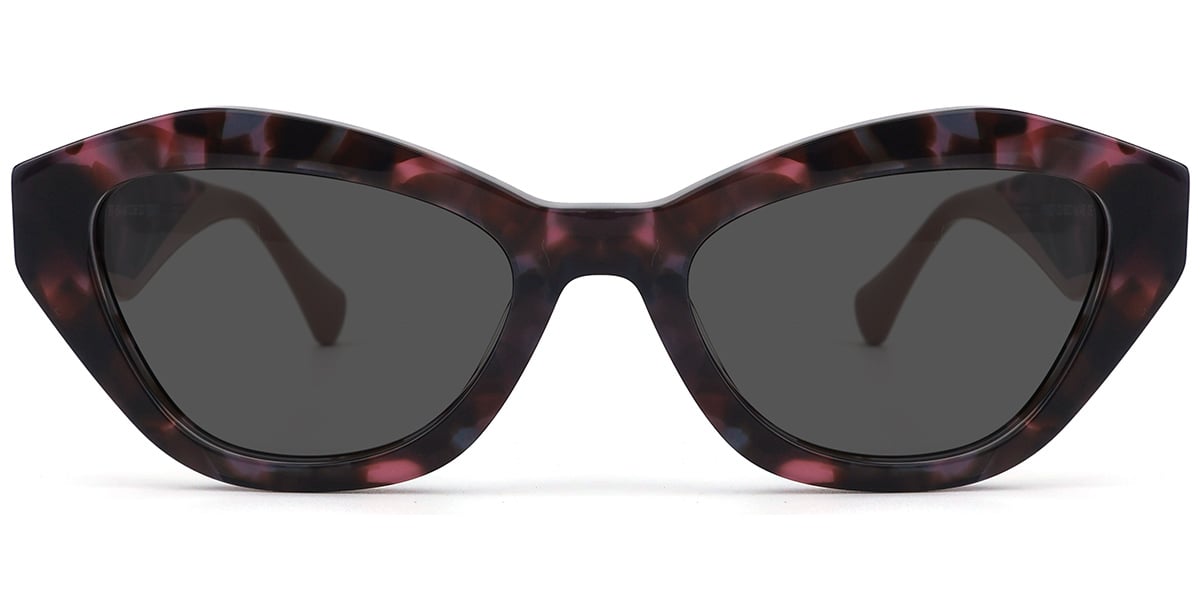Acetate Geometric Sunglasses pattern-pink+dark_grey_polarized