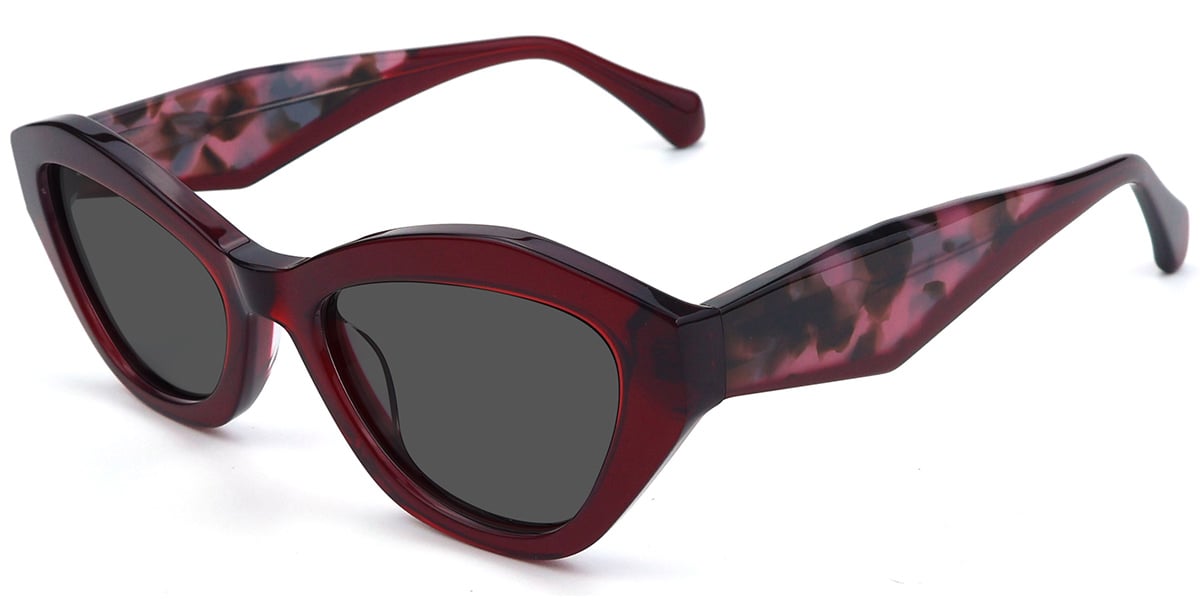 Acetate Geometric Sunglasses rose+dark_grey_polarized