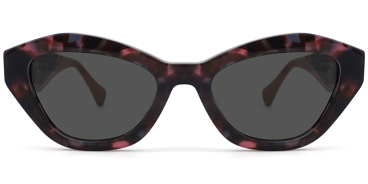 Acetate Geometric Sunglasses pattern-pink+dark_grey_polarized