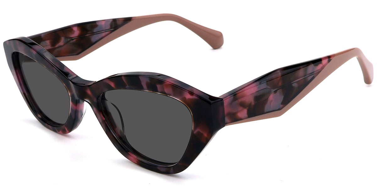 Acetate Geometric Sunglasses pattern-pink+dark_grey_polarized