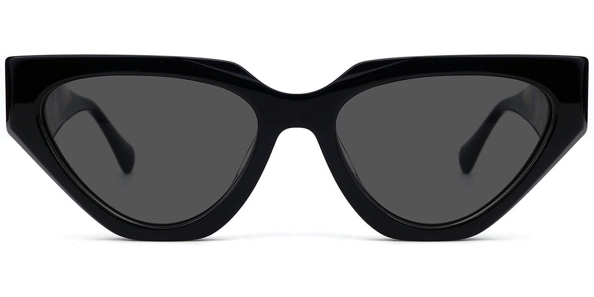 Acetate Geometric Sunglasses black+dark_grey_polarized