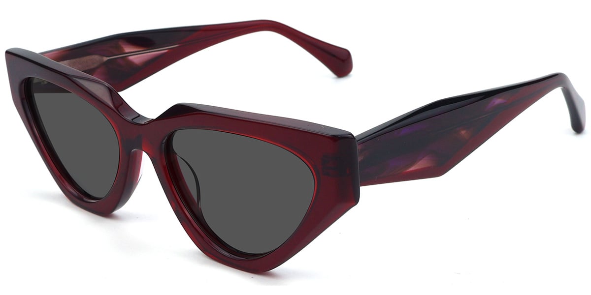 Acetate Geometric Sunglasses translucent-rose+dark_grey_polarized