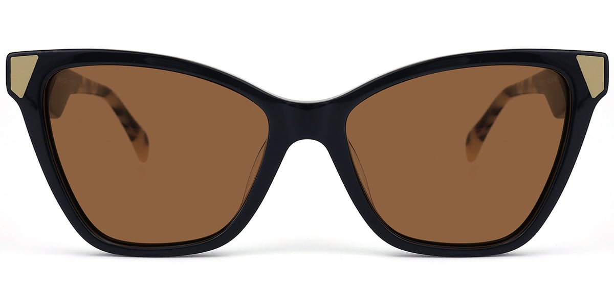 Acetate Cat Eye Sunglasses black+amber_polarized