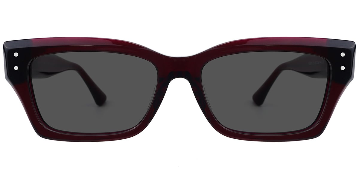 Acetate Rectangle Sunglasses translucent-red+dark_grey_polarized