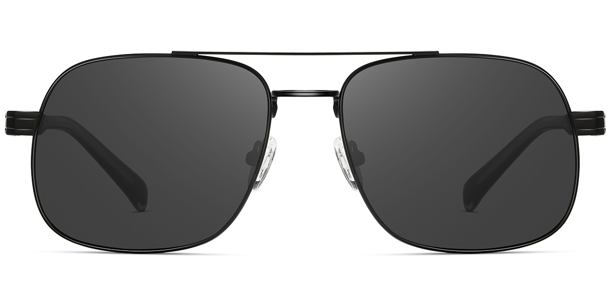 Acetate Aviator Sunglasses black+dark_grey_polarized