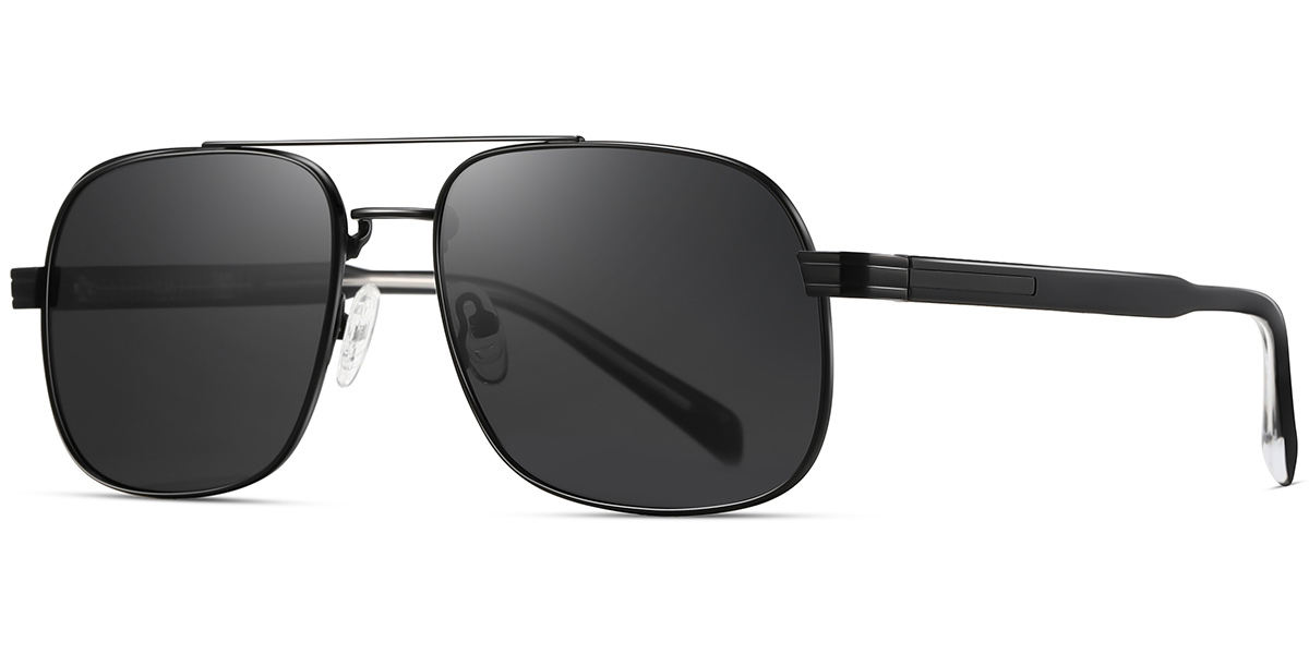 Acetate Aviator Sunglasses black+dark_grey_polarized