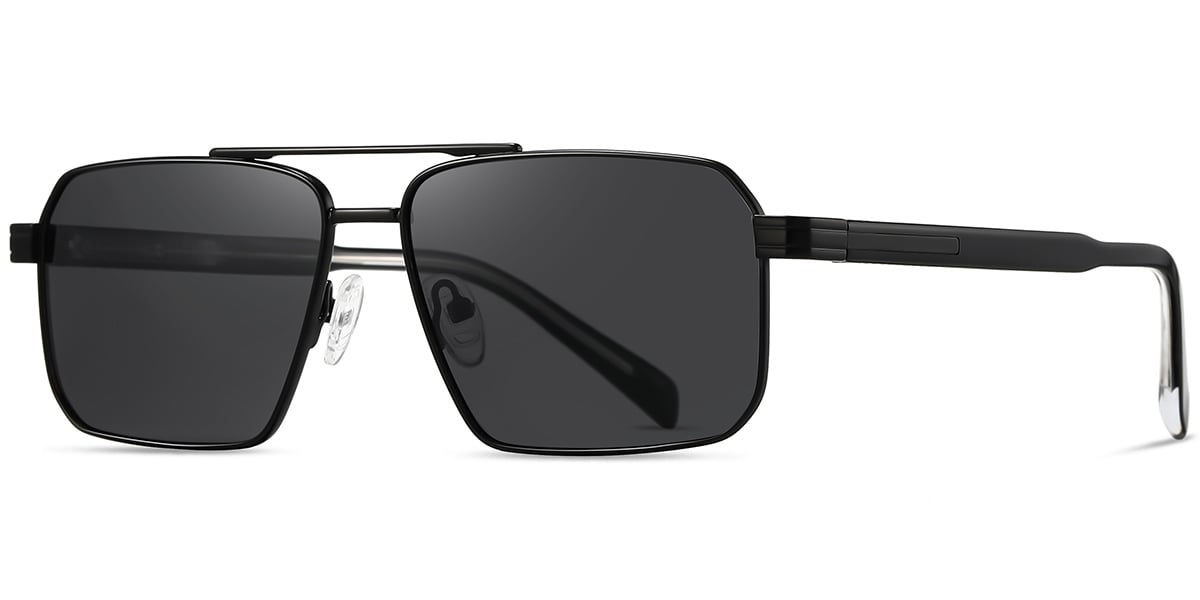 Acetate Aviator Sunglasses black+dark_grey_polarized