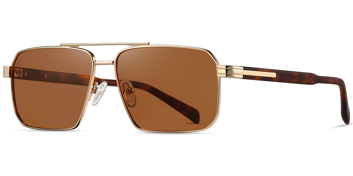 Acetate Aviator Sunglasses gold+amber_polarized