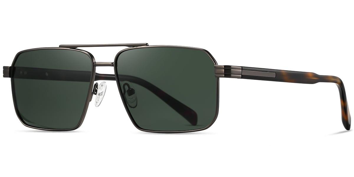 Acetate Aviator Sunglasses gun_metal+dark_green_polarized