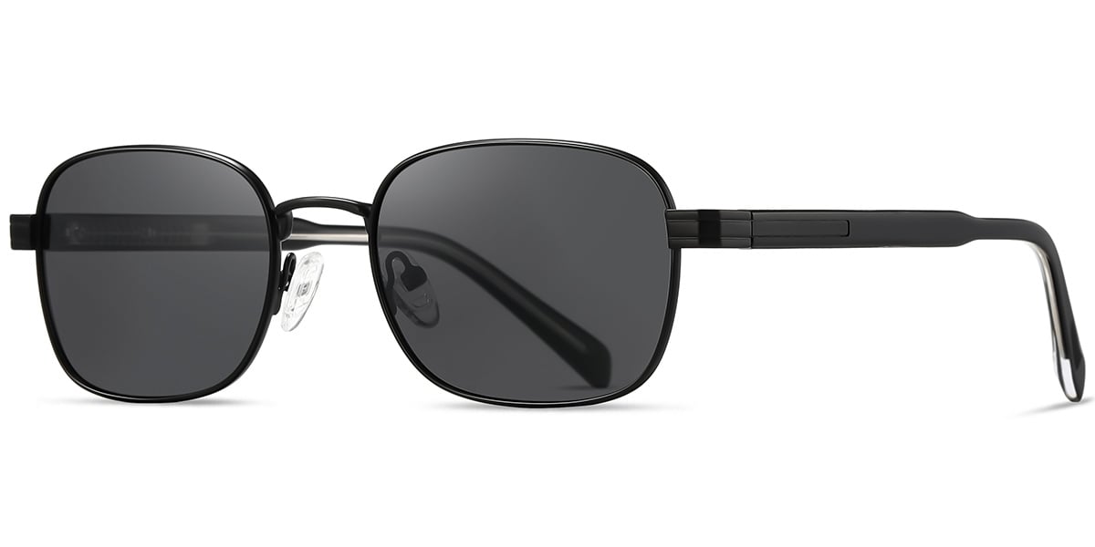 Acetate Rectangle Sunglasses black+dark_grey_polarized