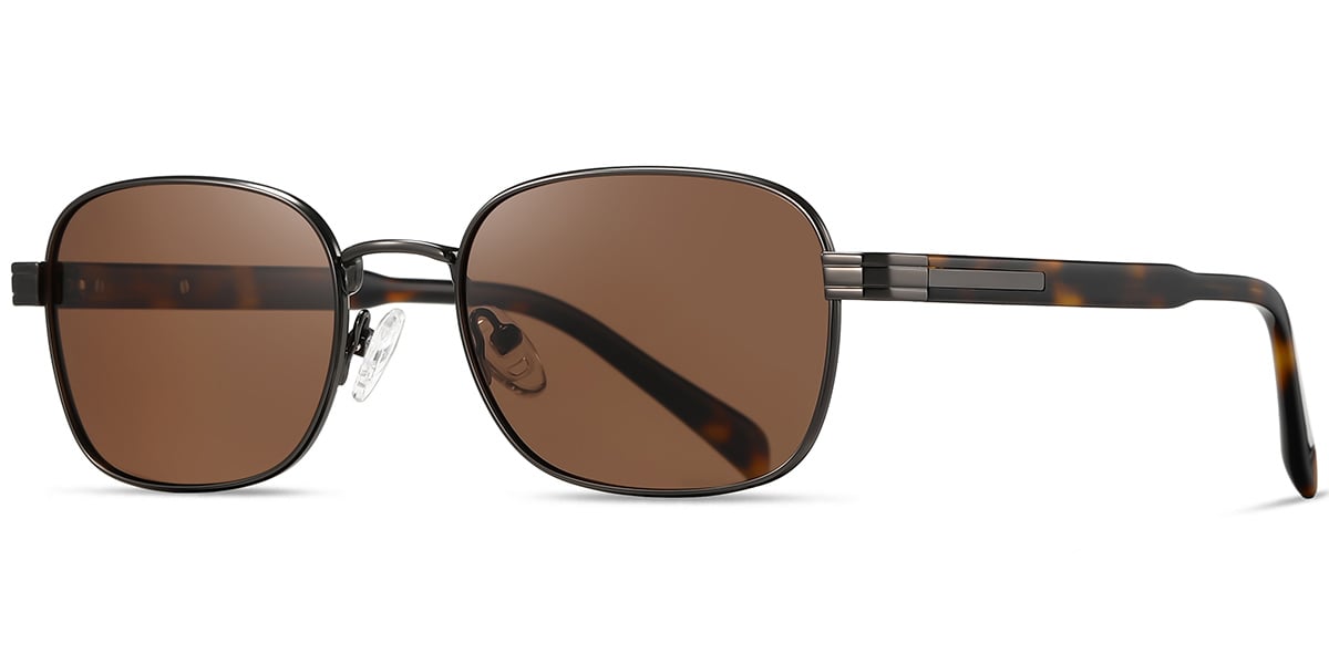 Acetate Rectangle Sunglasses gun_metal+amber_polarized