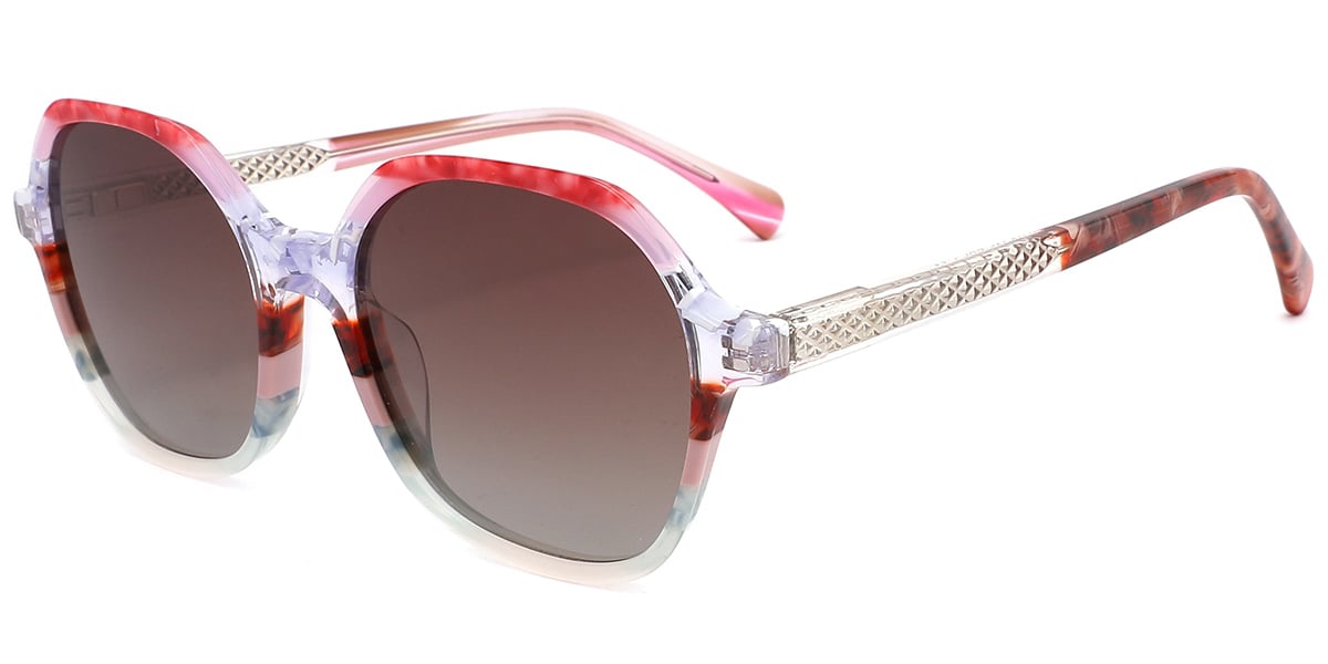 Acetate Square Sunglasses pattern-rose+gradient_amber_polarized