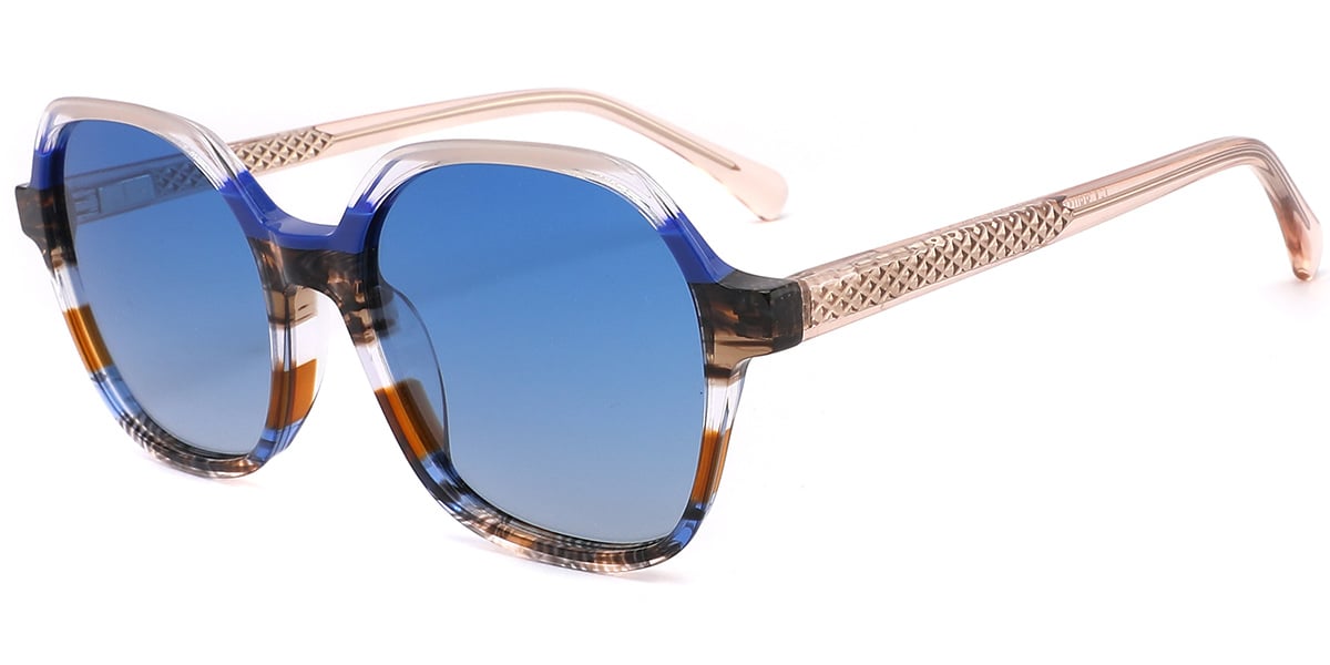 Acetate Square Sunglasses pattern-blue+gradient_blue_polarized