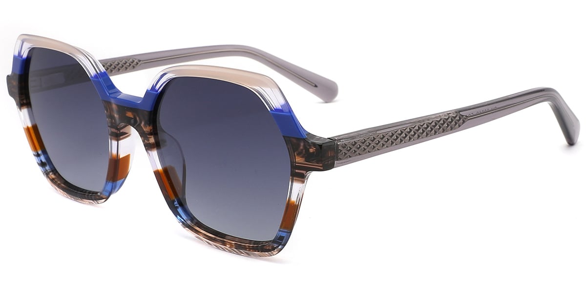 Acetate Square Sunglasses pattern-grey+gradient_grey_polarized