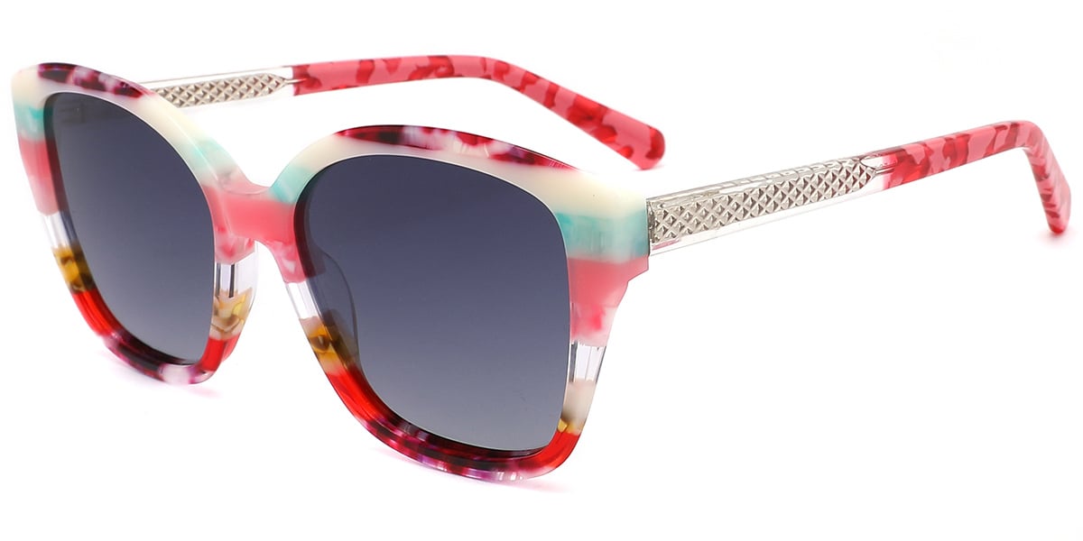 Acetate Square Sunglasses pattern-green+gradient_grey_polarized