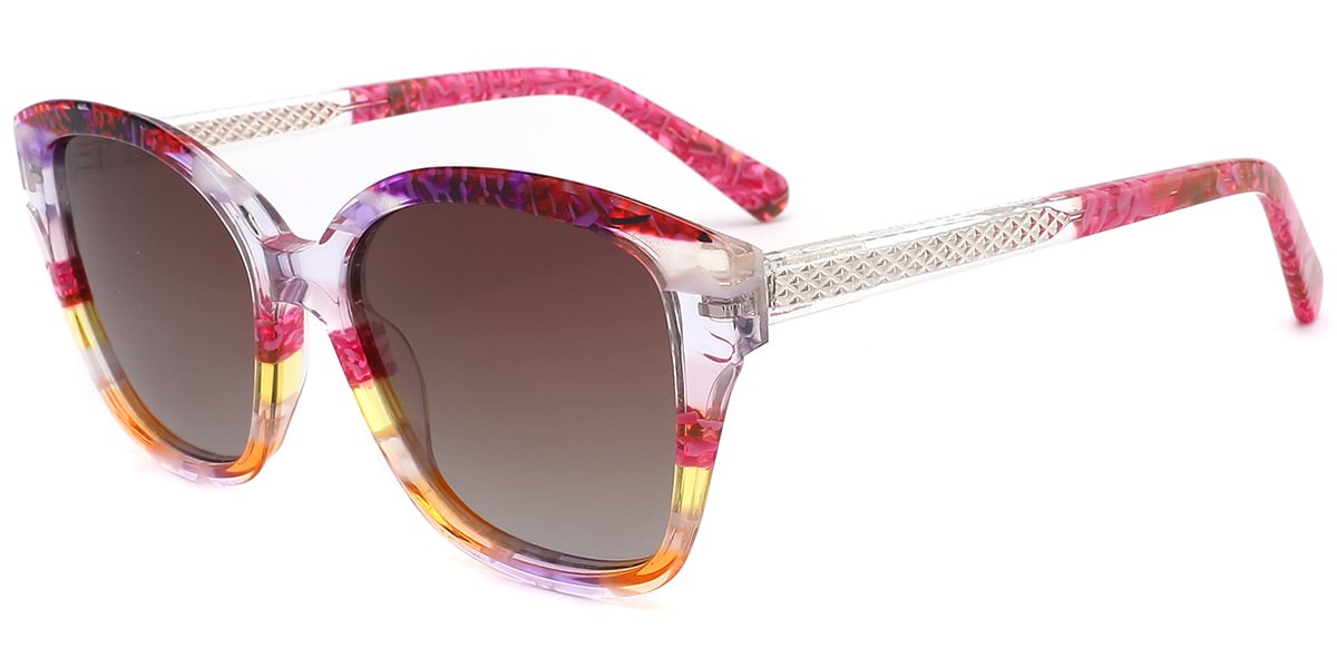 Acetate Square Sunglasses pattern-purple+gradient_amber_polarized