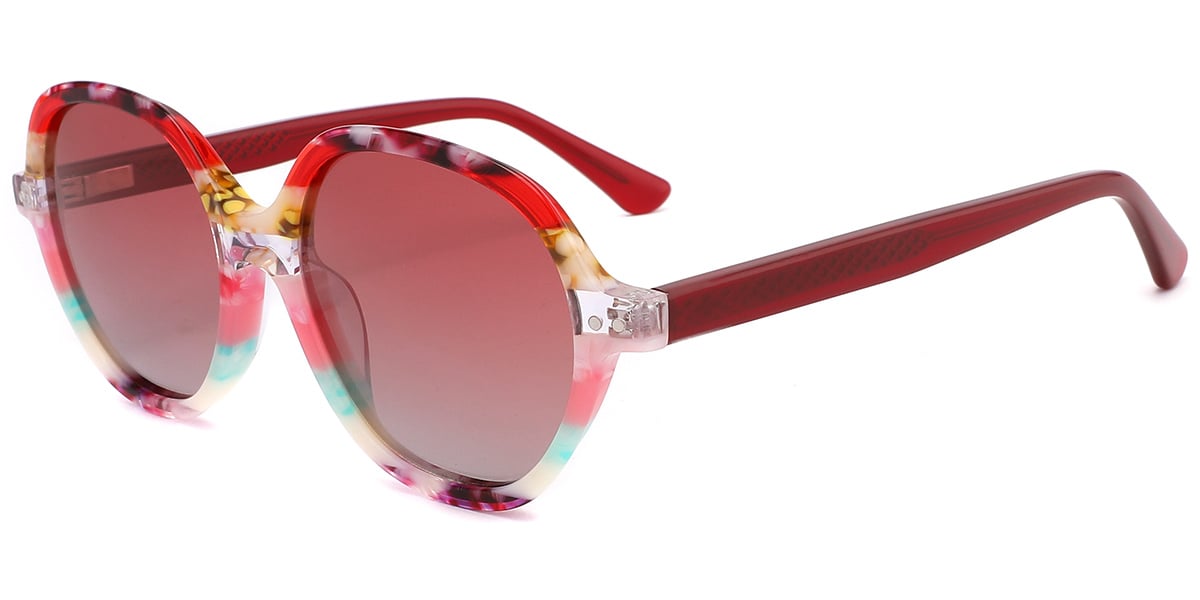 Acetate Square Sunglasses pattern-red+gradient_red_polarized