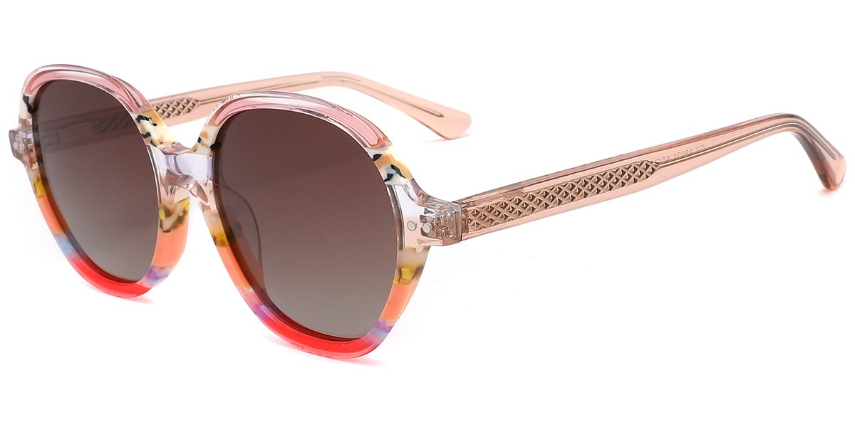 Acetate Square Sunglasses pattern-pink+gradient_amber_polarized