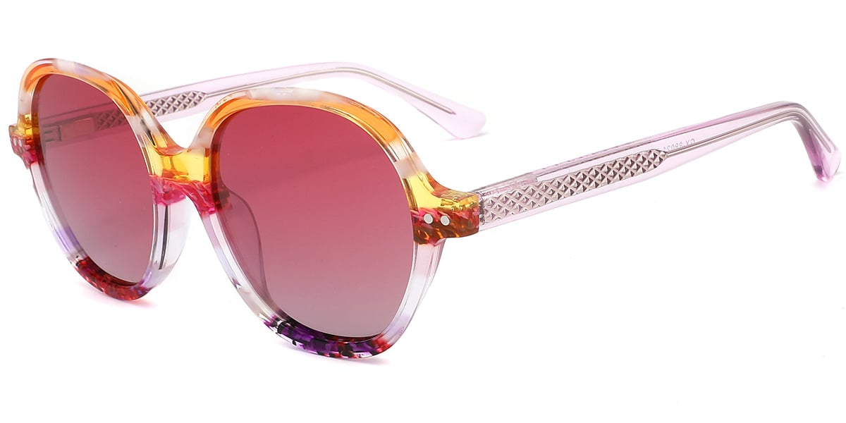 Acetate Square Sunglasses pattern-yellow+gradient_red_polarized