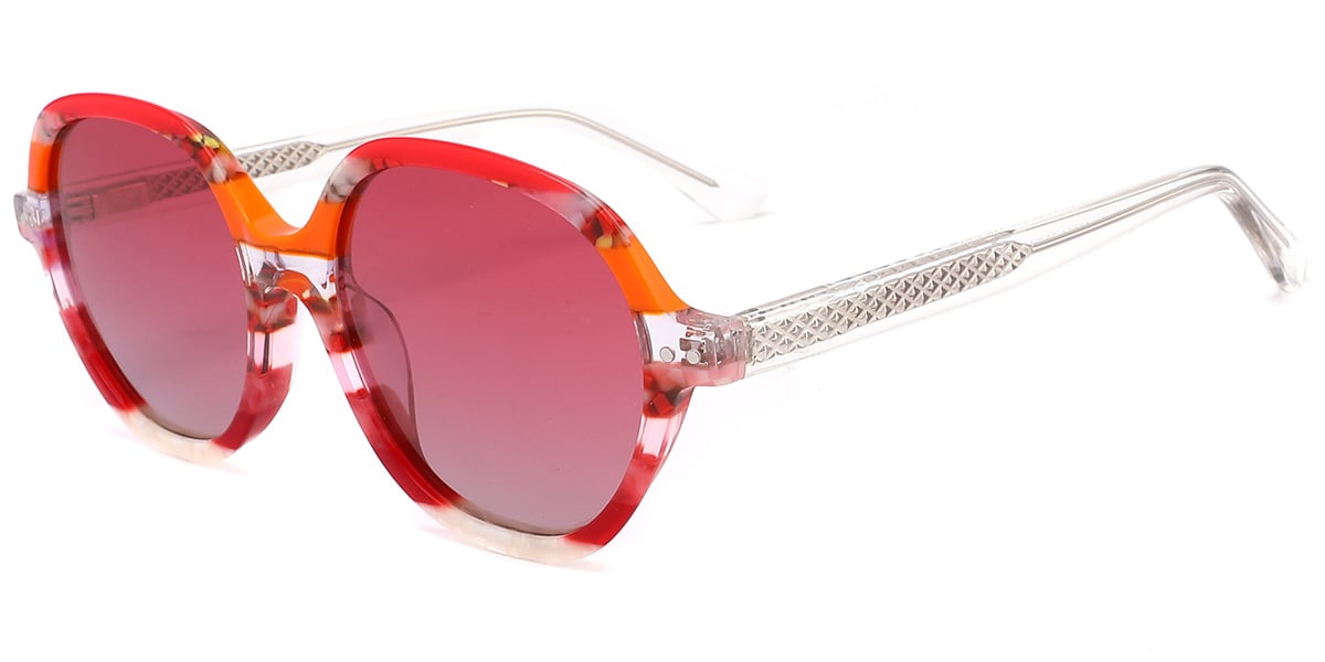 Acetate Square Sunglasses pattern-orange+gradient_red_polarized