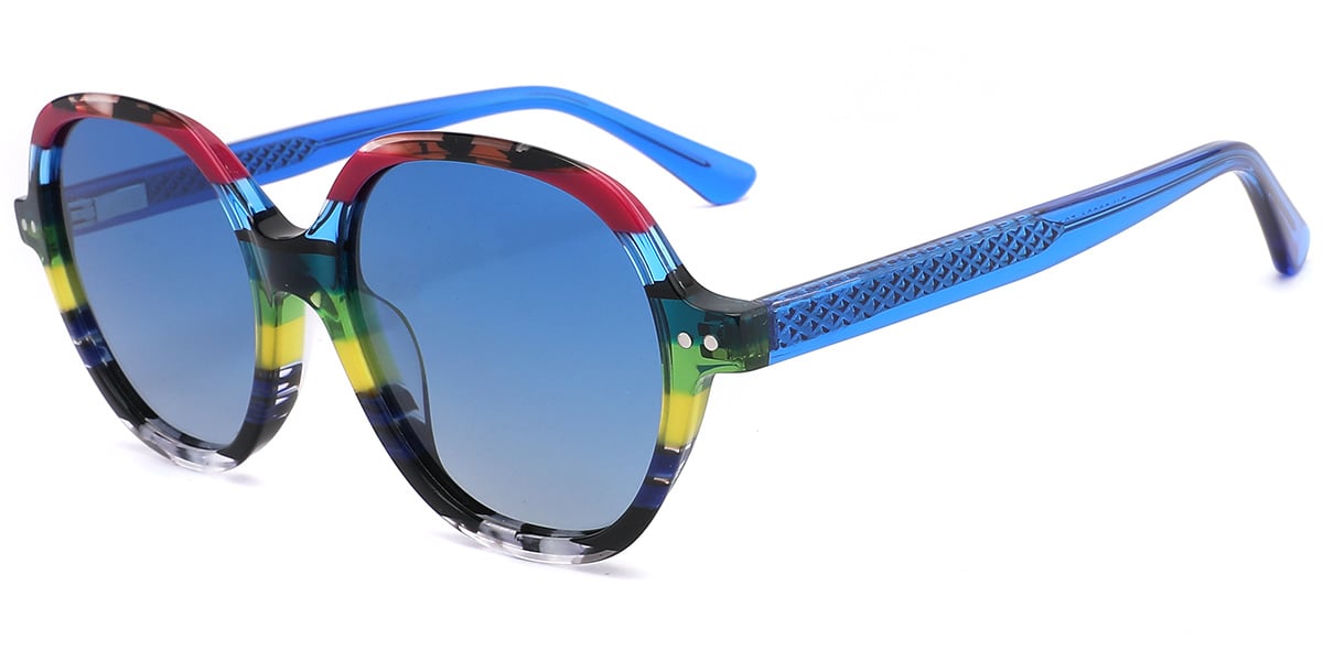 Acetate Square Sunglasses pattern-blue+gradient_blue_polarized