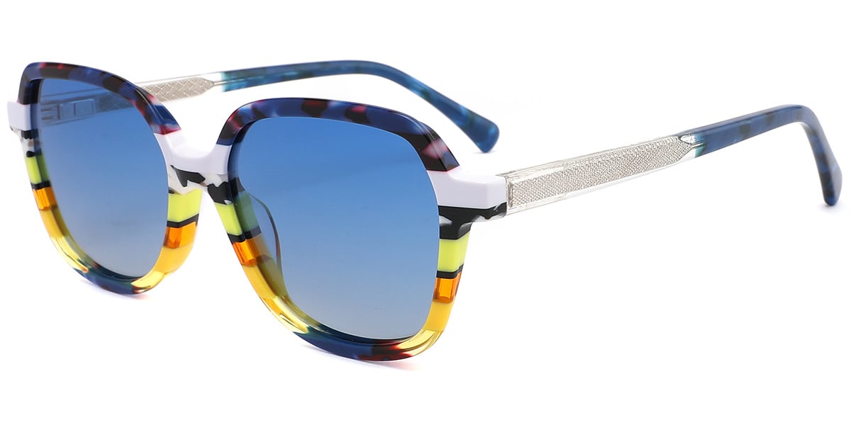 Acetate Square Sunglasses pattern-blue+gradient_blue_polarized