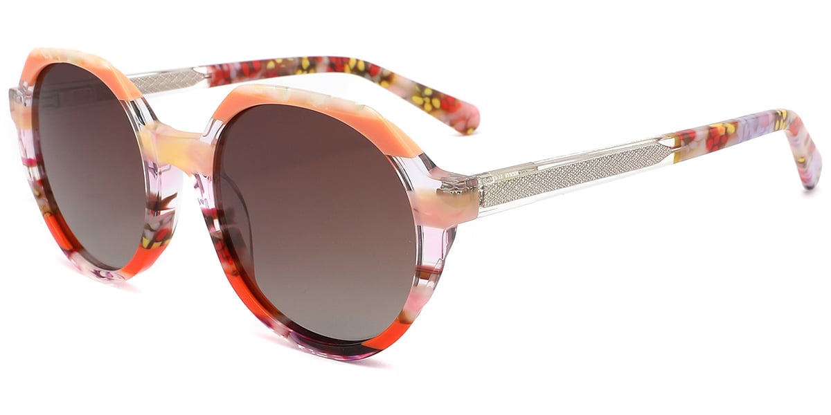 Acetate Round Sunglasses pattern-orange+gradient_amber_polarized