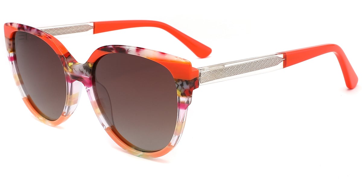 Acetate Cat Eye Sunglasses pattern-orange+gradient_amber_polarized
