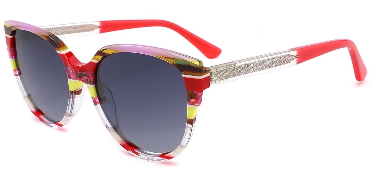 Acetate Cat Eye Sunglasses pattern-purple+gradient_grey_polarized