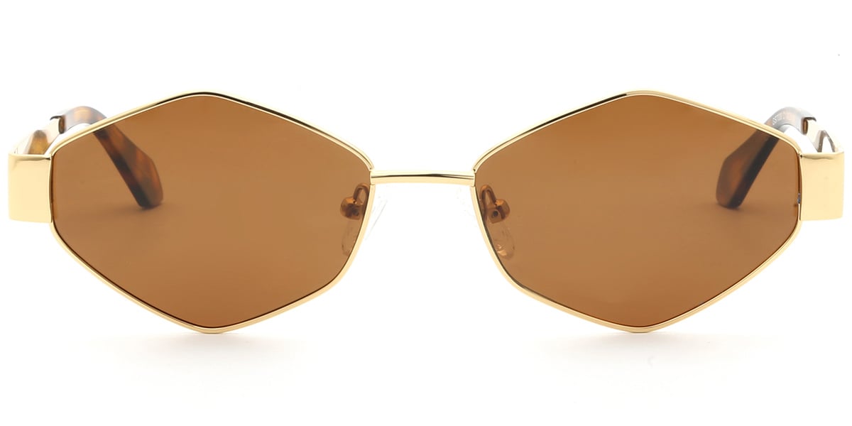 Acetate Geometric Sunglasses gold+amber_polarized