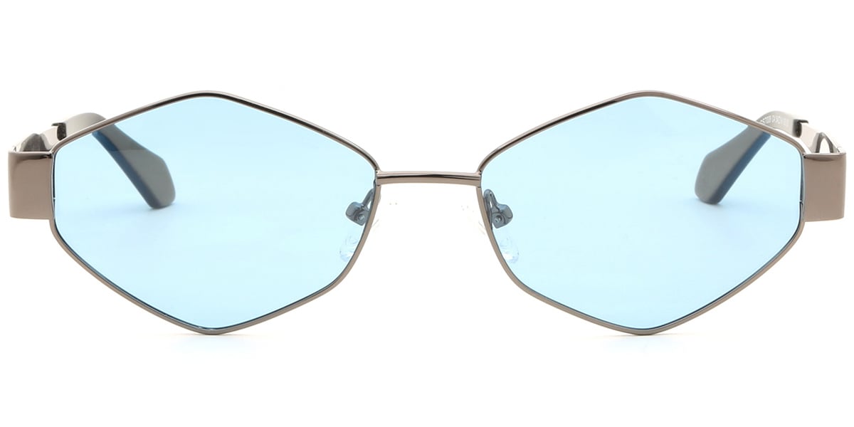 Acetate Geometric Sunglasses gun_metal+blue_polarized