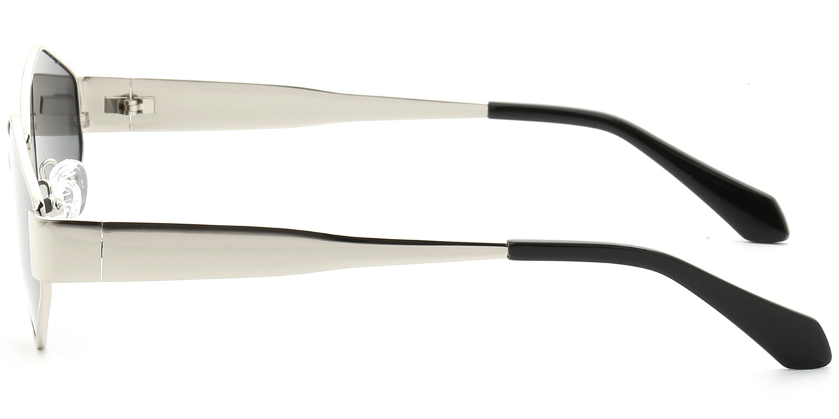 Acetate Geometric Sunglasses silver+dark_grey_polarized