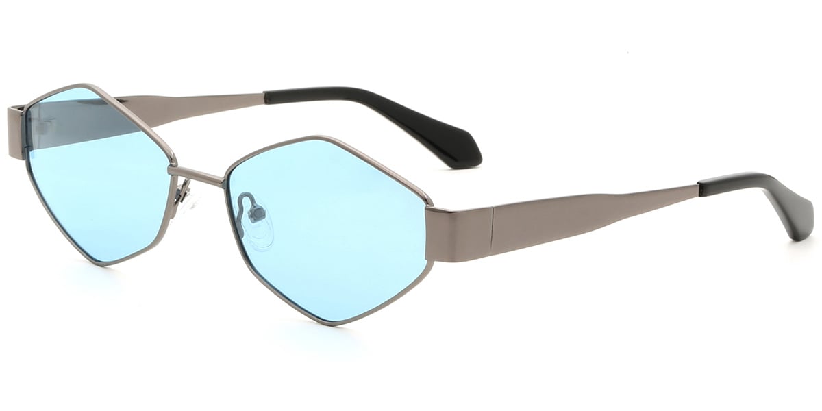 Acetate Geometric Sunglasses gun_metal+blue_polarized