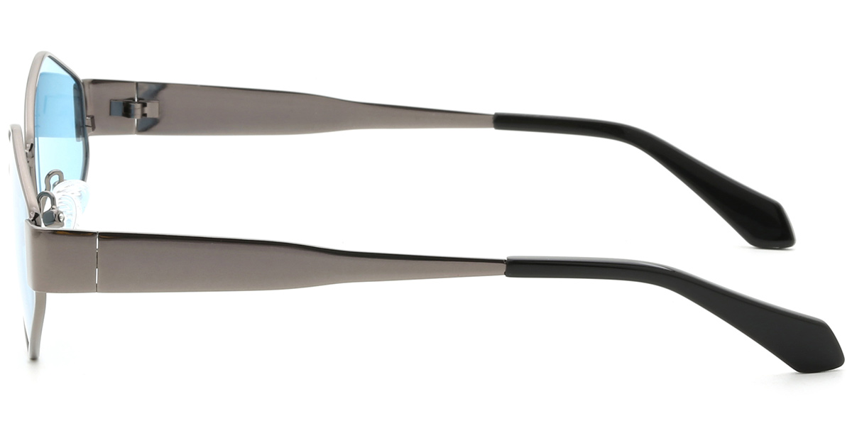 Acetate Geometric Sunglasses gun_metal+blue_polarized