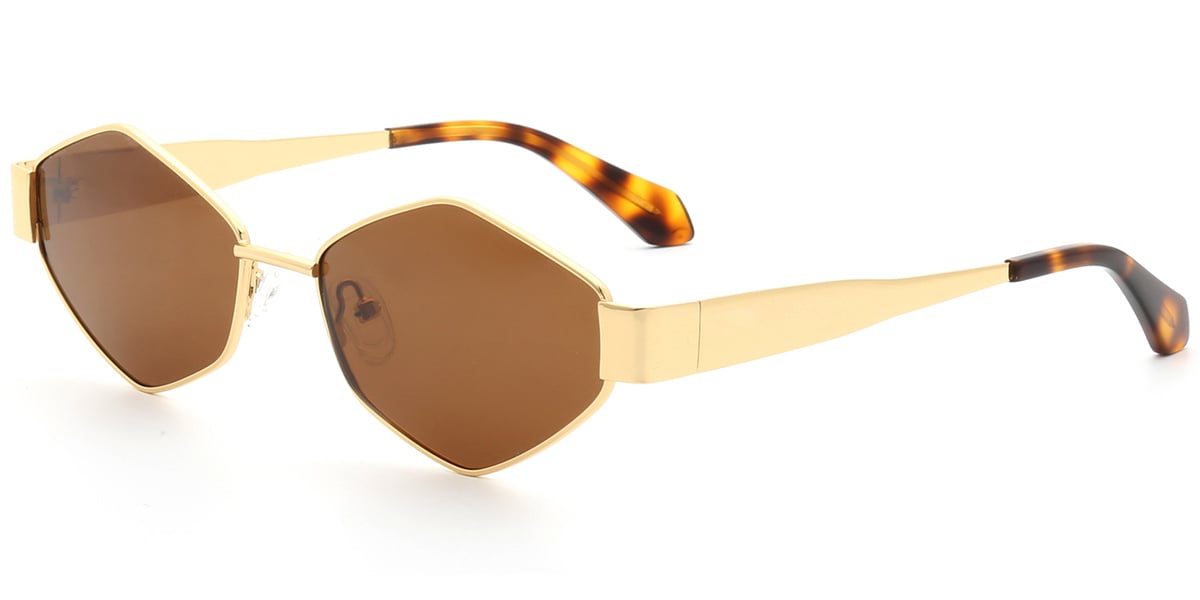 Acetate Geometric Sunglasses gold+amber_polarized