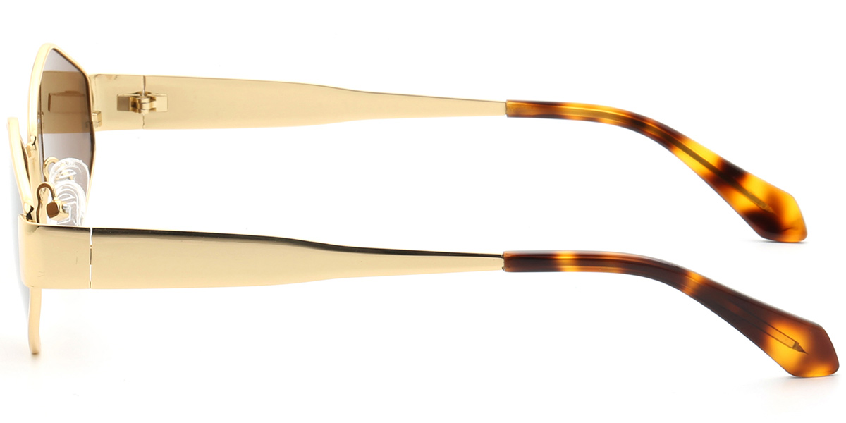 Acetate Geometric Sunglasses gold+amber_polarized