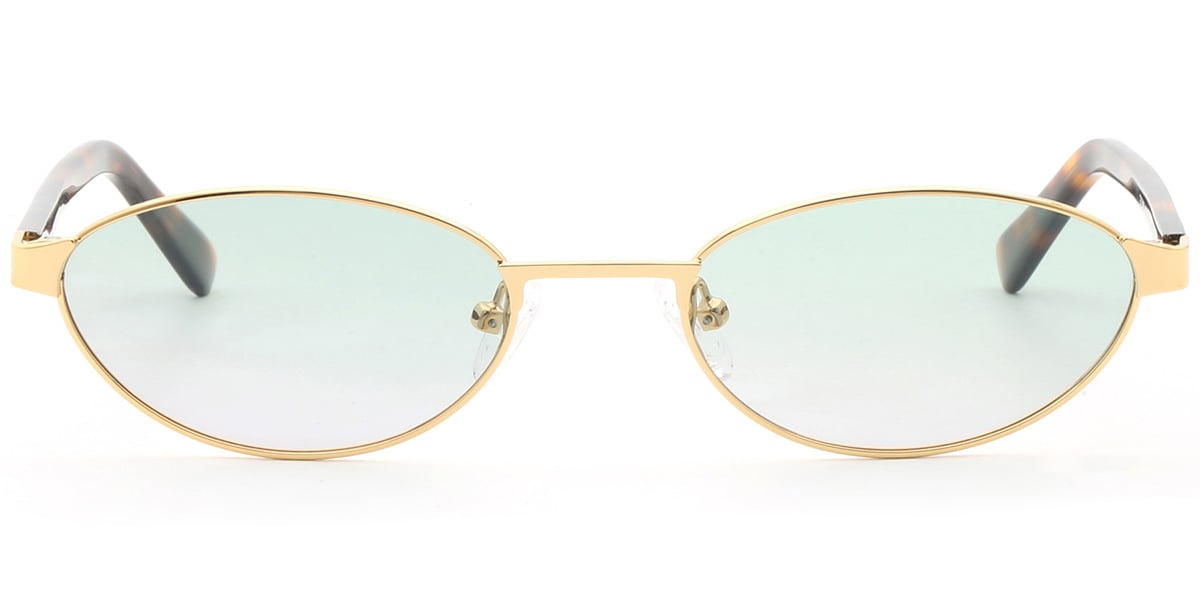 Acetate Oval Sunglasses gold+gradient_green_polarized