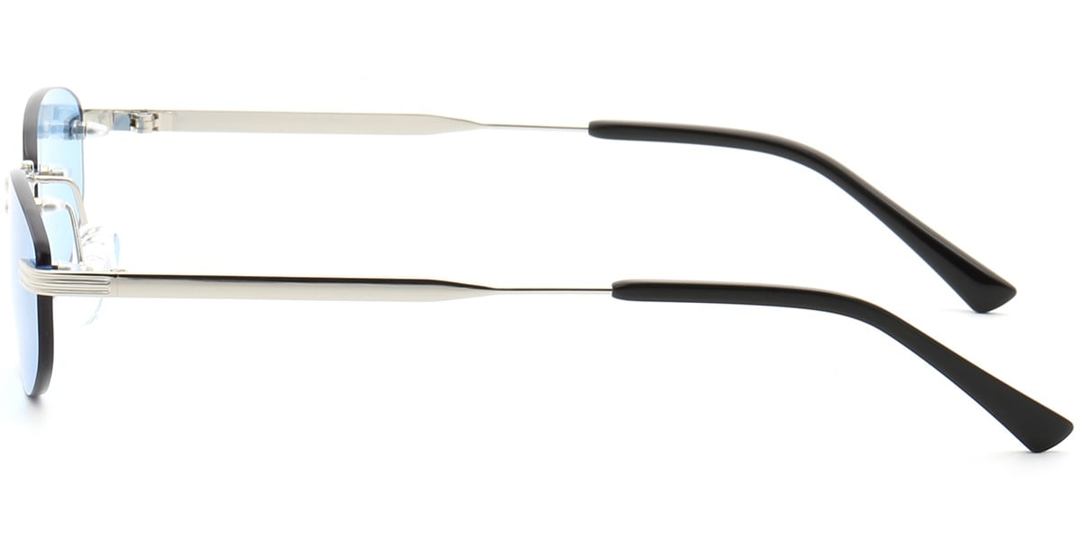 Acetate Oval Sunglasses silver+blue_polarized