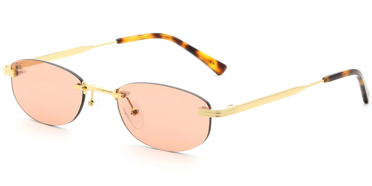 Acetate Oval Sunglasses gold+rose_polarized