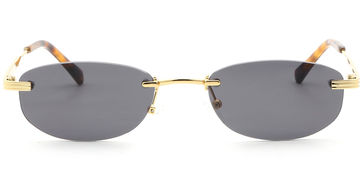 Acetate Oval Sunglasses gold+dark_grey_polarized