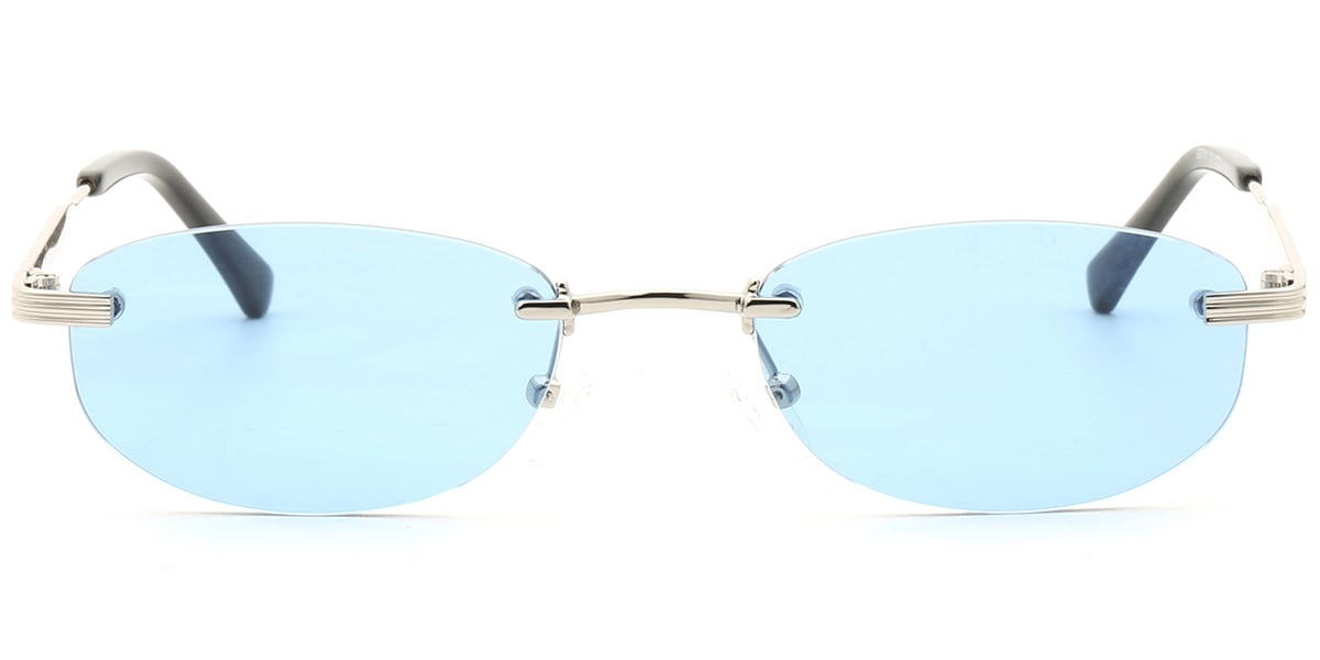 Acetate Oval Sunglasses silver+blue_polarized