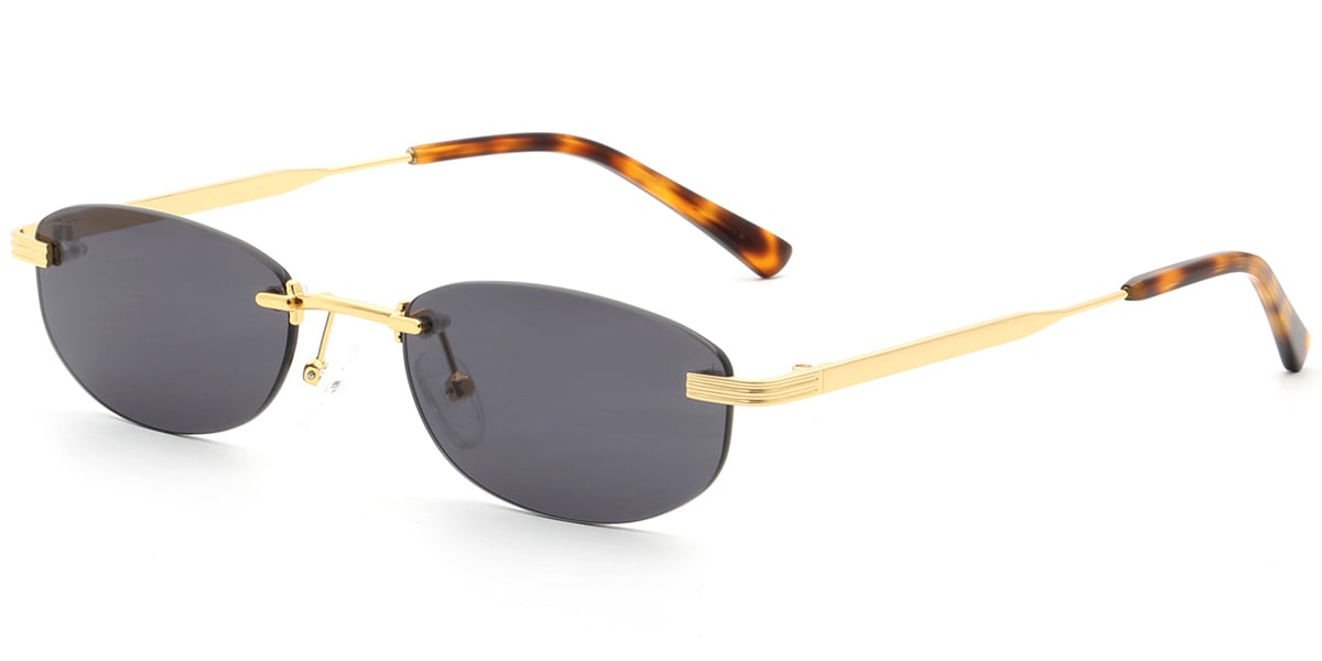 Acetate Oval Sunglasses gold+dark_grey_polarized