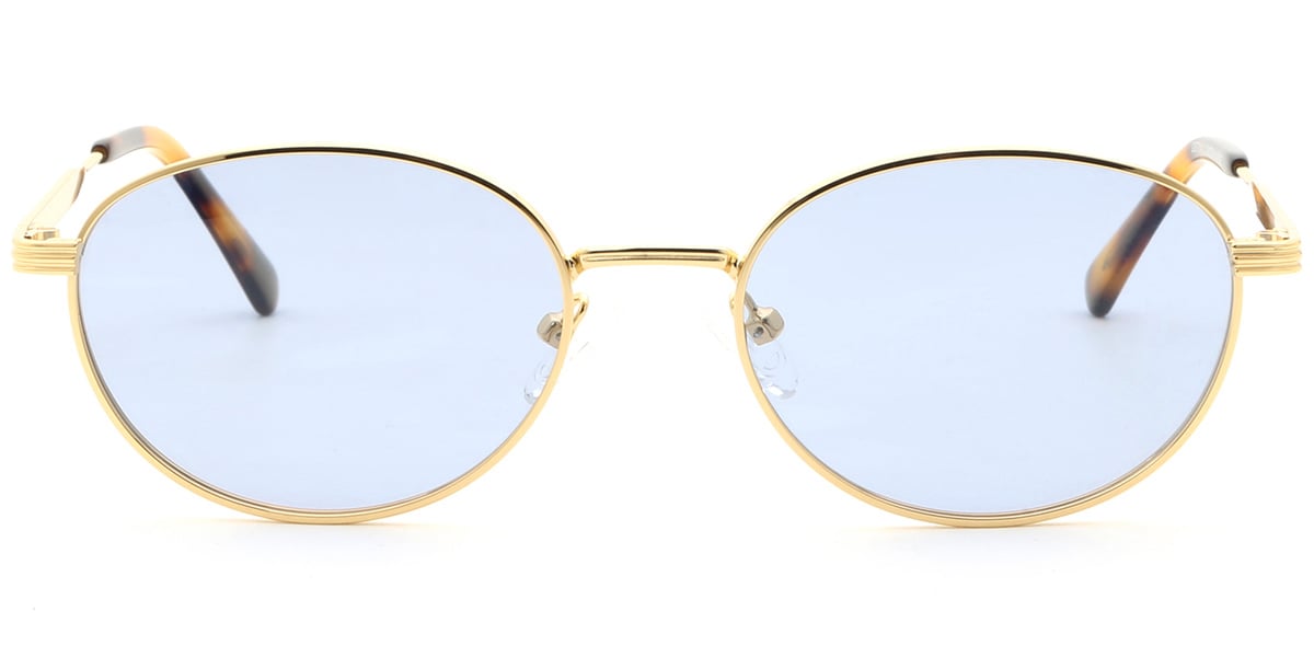 Acetate Oval Sunglasses gold+blue_polarized