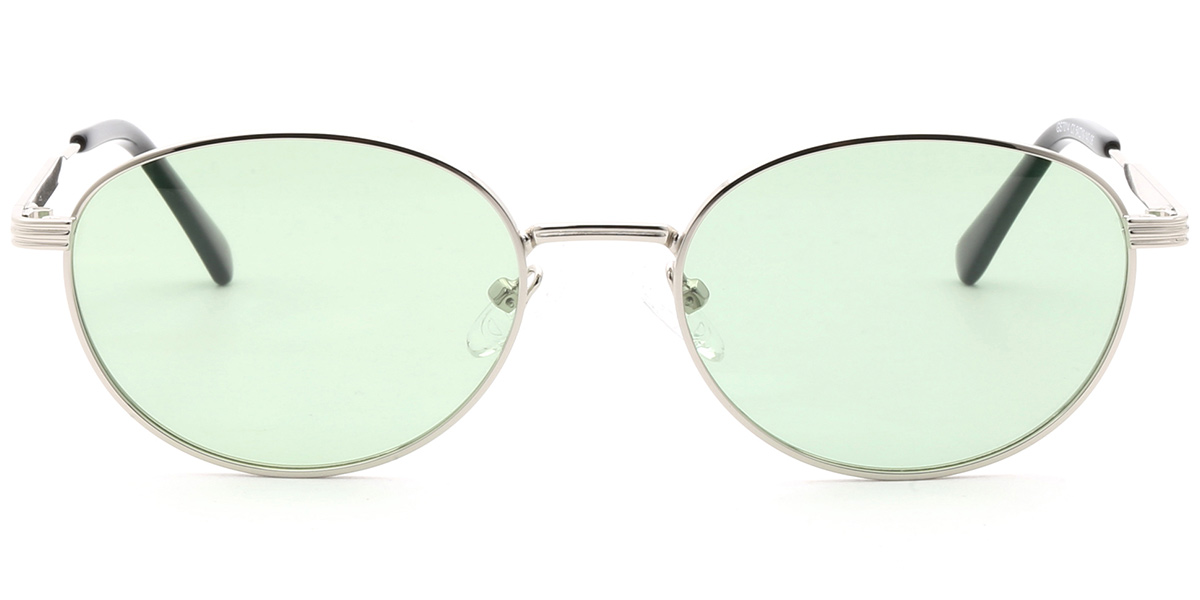 Acetate Oval Sunglasses silver+light_green_polarized