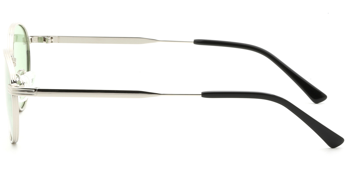 Acetate Oval Sunglasses silver+light_green_polarized