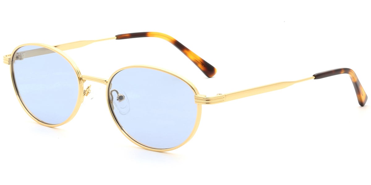 Acetate Oval Sunglasses gold+blue_polarized