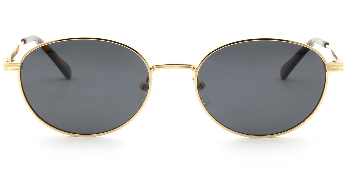 Acetate Oval Sunglasses gold+dark_grey_polarized