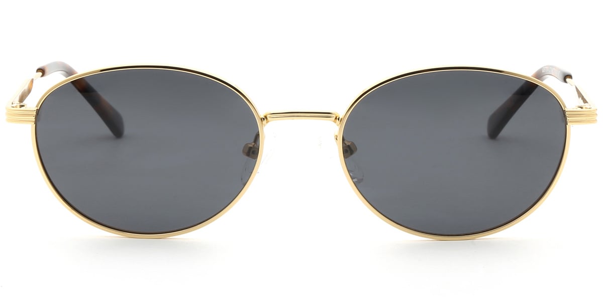 Acetate Oval Sunglasses gold+dark_grey_polarized