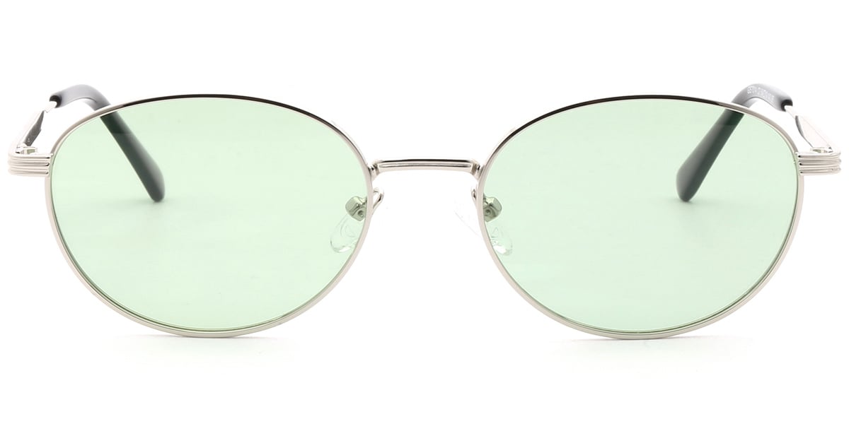 Acetate Oval Sunglasses silver+light_green_polarized